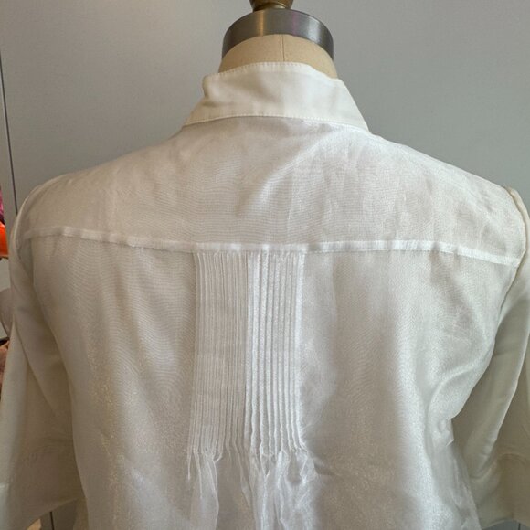 YOOX WHITE FLOWY BUTTON UP FLORAL MINI DRESS - Picture 13 of 16